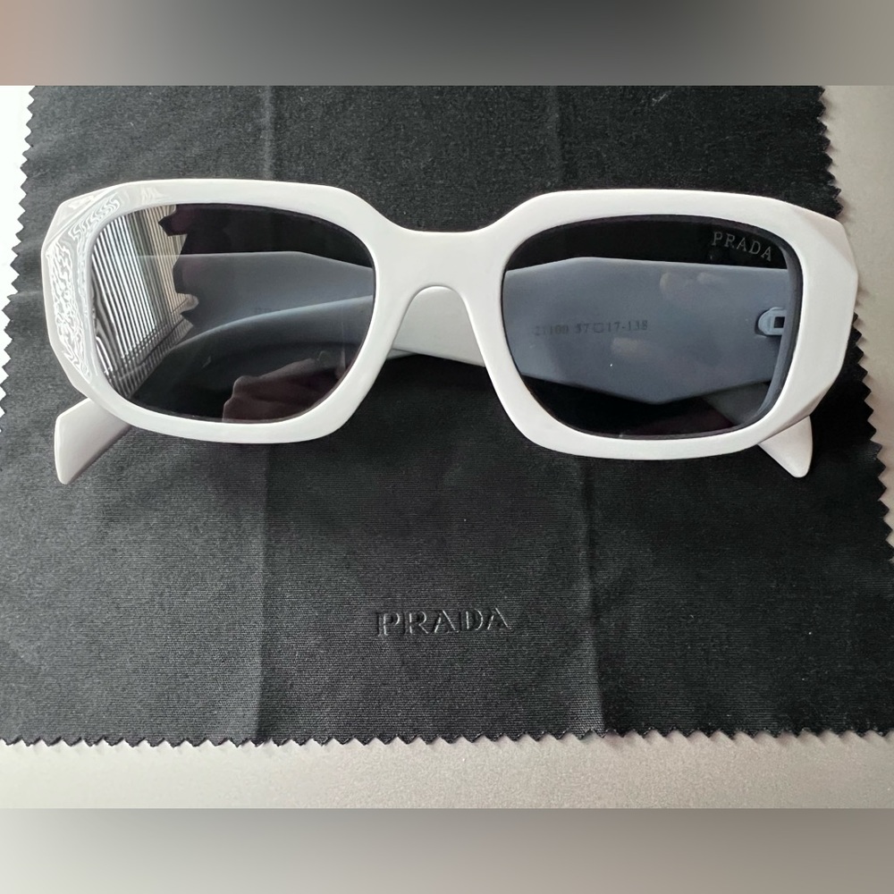 Prada Bold White Rectangular Sunglasses